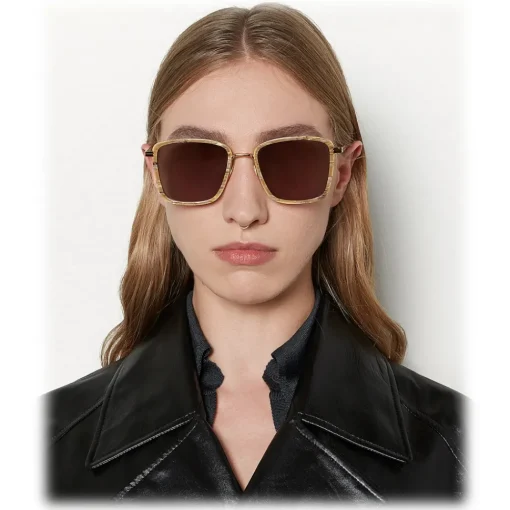 Bottega Veneta Sunglasses & Eyewear-- Rectangular Sunglasses - Brown Beige - Sunglasses - Eyewear - Avvenice