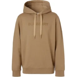 Burberry Sweatshirts-- Logo Cotton Hoodie - Camel - Exclusive Collection - Avvenice