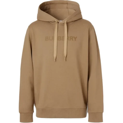 Burberry Sweatshirts-- Logo Cotton Hoodie - Camel - Exclusive Collection - Avvenice