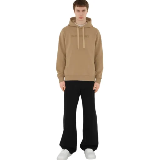 Burberry Sweatshirts-- Logo Cotton Hoodie - Camel - Exclusive Collection - Avvenice