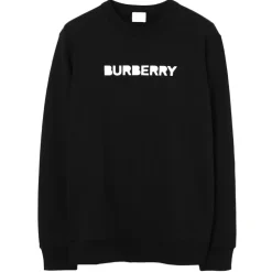 Burberry Sweatshirts-- Logo Cotton Sweatshirt - Black - Exclusive Collection - Avvenice