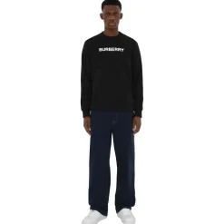 Burberry Sweatshirts-- Logo Cotton Sweatshirt - Black - Exclusive Collection - Avvenice