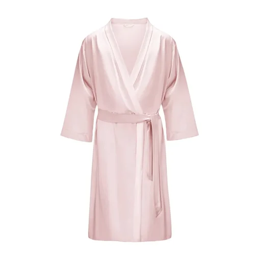 by Dariia Day Shirts-- Long Silk Robe - Blush Pink - Fashion - New Collection - Mulberry Silk - Artisan Silk Robe - Luxury - Avvenice