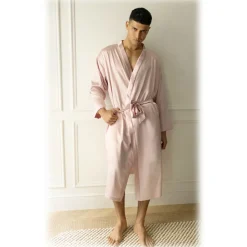 by Dariia Day Shirts-- Long Silk Robe - Blush Pink - Fashion - New Collection - Mulberry Silk - Artisan Silk Robe - Luxury - Avvenice