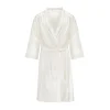 by Dariia Day Shirts-- Long Silk Robe - Powder White - Fashion - New Collection - Mulberry Silk - Artisan Silk Robe - Luxury - Avvenice