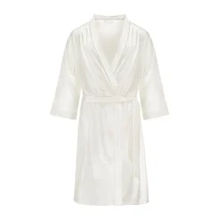 by Dariia Day Shirts-- Long Silk Robe - Powder White - Fashion - New Collection - Mulberry Silk - Artisan Silk Robe - Luxury - Avvenice