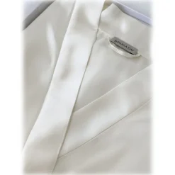 by Dariia Day Shirts-- Long Silk Robe - Powder White - Fashion - New Collection - Mulberry Silk - Artisan Silk Robe - Luxury - Avvenice