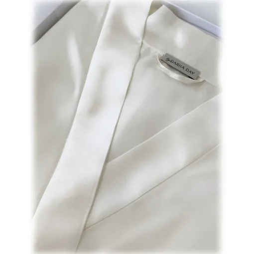 by Dariia Day Shirts-- Long Silk Robe - Powder White - Fashion - New Collection - Mulberry Silk - Artisan Silk Robe - Luxury - Avvenice