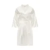 by Dariia Day Dresses-- Silk Robe - Powder White - Fashion - New Collection - Mulberry Silk - Artisan Silk Robe - Luxury - Avvenice