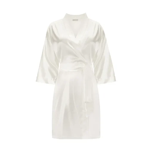 by Dariia Day Dresses-- Silk Robe - Powder White - Fashion - New Collection - Mulberry Silk - Artisan Silk Robe - Luxury - Avvenice