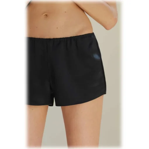 by Dariia Day Trousers-- Silk Shorts - Midnight Black - Fashion - New Collection - Mulberry Silk - Artisan Silk Shorts - Luxury - Avvenice