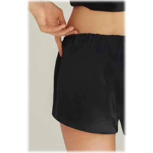 by Dariia Day Trousers-- Silk Shorts - Midnight Black - Fashion - New Collection - Mulberry Silk - Artisan Silk Shorts - Luxury - Avvenice