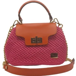 CapriNina Bags & Trolley|Bags-- Capriccio - Fine Bag Handmade in Capri - Fuchsia Orange - Handmade in Italy - Exclusive Luxury - Avvenice