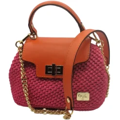 CapriNina Bags & Trolley|Bags-- Capriccio - Fine Bag Handmade in Capri - Fuchsia Orange - Handmade in Italy - Exclusive Luxury - Avvenice