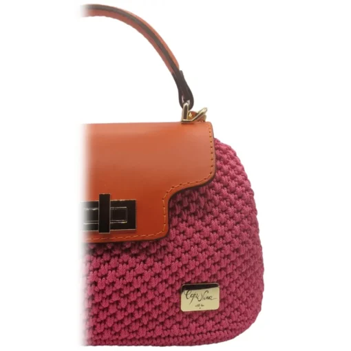 CapriNina Bags & Trolley|Bags-- Capriccio - Fine Bag Handmade in Capri - Fuchsia Orange - Handmade in Italy - Exclusive Luxury - Avvenice