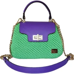 CapriNina Bags & Trolley|Bags-- Capriccio - Fine Bag Handmade in Capri - Violet Green - Handmade in Italy - Exclusive Luxury - Avvenice