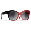 Chanel Sunglasses & Eyewear-- Butterfly Sunglasses - Black Coral Gray - Eyewear - Avvenice