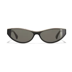 Chanel Sunglasses & Eyewear-- Cat Eye Sunglasses - Black Beige Brown - Eyewear - Avvenice