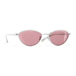 Chanel Sunglasses & Eyewear-- Cat Eye Sunglasses - Silver Burgundy - Eyewear - Avvenice