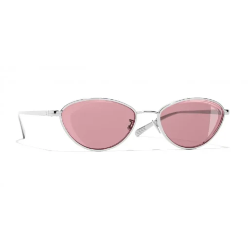 Chanel Sunglasses & Eyewear-- Cat Eye Sunglasses - Silver Burgundy - Eyewear - Avvenice