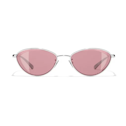 Chanel Sunglasses & Eyewear-- Cat Eye Sunglasses - Silver Burgundy - Eyewear - Avvenice