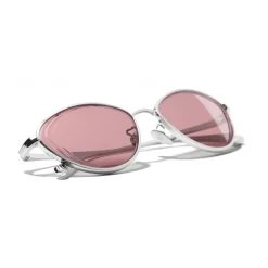 Chanel Sunglasses & Eyewear-- Cat Eye Sunglasses - Silver Burgundy - Eyewear - Avvenice