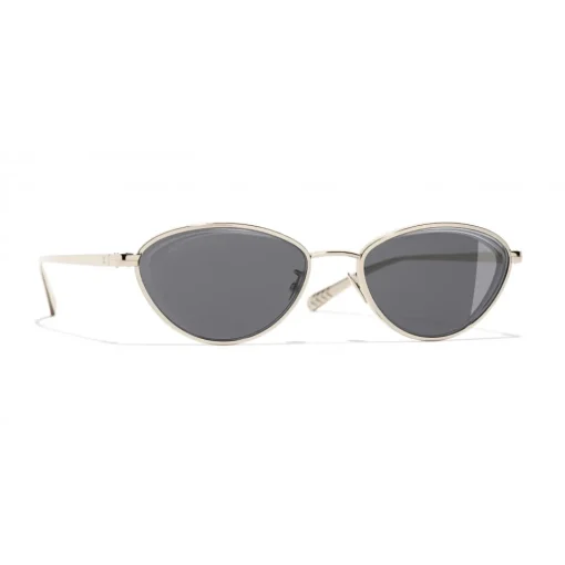 Chanel Sunglasses & Eyewear-- Cat Eye Sunglasses - Gold Gray - Eyewear - Avvenice