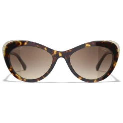 Chanel Sunglasses & Eyewear-- Cat Eye Sunglasses - Dark Tortoise Brown - Eyewear - Avvenice