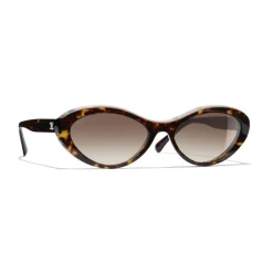 Chanel Sunglasses & Eyewear-- Oval Sunglasses - Dark Tortoise Brown - Eyewear - Avvenice