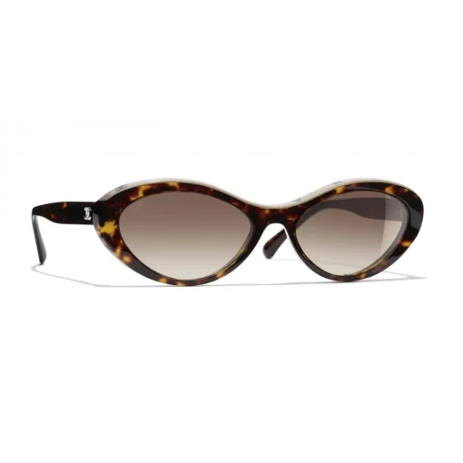 Chanel Sunglasses & Eyewear-- Oval Sunglasses - Dark Tortoise Brown - Eyewear - Avvenice