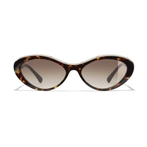 Chanel Sunglasses & Eyewear-- Oval Sunglasses - Dark Tortoise Brown - Eyewear - Avvenice