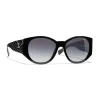 Chanel Sunglasses & Eyewear-- Oval Sunglasses - Black Gray - Eyewear - Avvenice