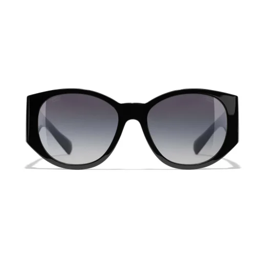 Chanel Sunglasses & Eyewear-- Oval Sunglasses - Black Gray - Eyewear - Avvenice