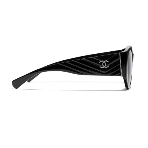 Chanel Sunglasses & Eyewear-- Oval Sunglasses - Black Gray - Eyewear - Avvenice
