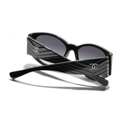 Chanel Sunglasses & Eyewear-- Oval Sunglasses - Black Gray - Eyewear - Avvenice