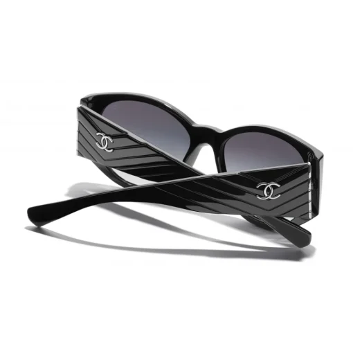 Chanel Sunglasses & Eyewear-- Oval Sunglasses - Black Gray - Eyewear - Avvenice