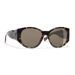 Chanel Sunglasses & Eyewear-- Oval Sunglasses - Green Tortoise Brown - Eyewear - Avvenice