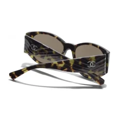 Chanel Sunglasses & Eyewear-- Oval Sunglasses - Green Tortoise Brown - Eyewear - Avvenice