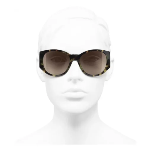 Chanel Sunglasses & Eyewear-- Oval Sunglasses - Green Tortoise Brown - Eyewear - Avvenice