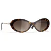 Chanel Sunglasses & Eyewear-- Oval Sunglasses - Dark Tortoise Brown - Eyewear - Avvenice