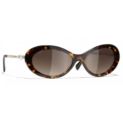 Chanel Sunglasses & Eyewear-- Oval Sunglasses - Dark Tortoise Brown - Eyewear - Avvenice