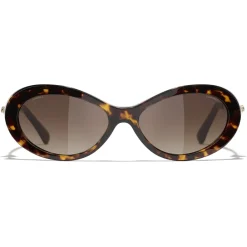Chanel Sunglasses & Eyewear-- Oval Sunglasses - Dark Tortoise Brown - Eyewear - Avvenice
