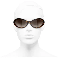 Chanel Sunglasses & Eyewear-- Oval Sunglasses - Dark Tortoise Brown - Eyewear - Avvenice