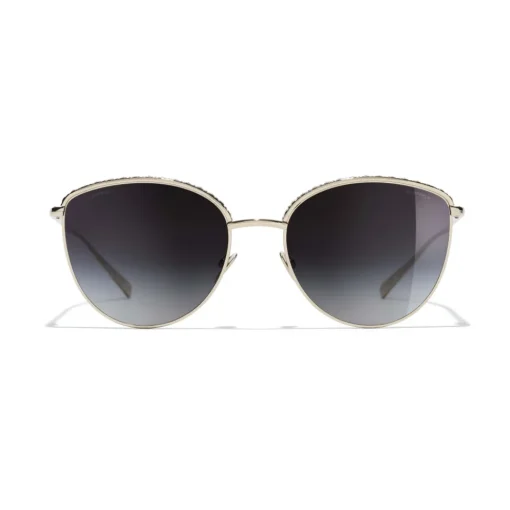 Chanel Sunglasses & Eyewear-- Pantos Sunglasses - Gold Gray Gradient - Eyewear - Avvenice