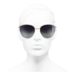 Chanel Sunglasses & Eyewear-- Pantos Sunglasses - Gold Gray Gradient - Eyewear - Avvenice