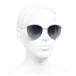 Chanel Sunglasses & Eyewear-- Pantos Sunglasses - Gold Gray Gradient - Eyewear - Avvenice