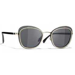 Chanel Sunglasses & Eyewear-- Pantos Sunglasses - Black Gold Gray - Eyewear - Avvenice