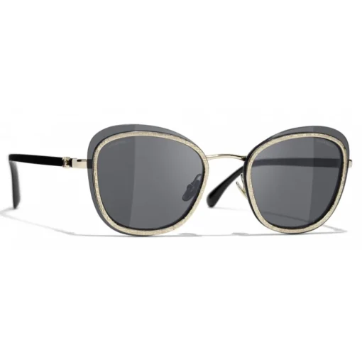 Chanel Sunglasses & Eyewear-- Pantos Sunglasses - Black Gold Gray - Eyewear - Avvenice