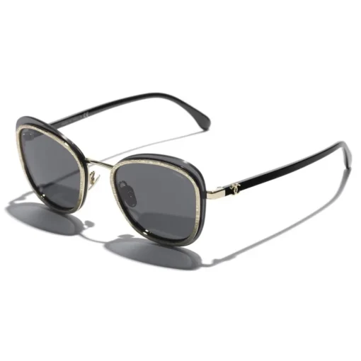 Chanel Sunglasses & Eyewear-- Pantos Sunglasses - Black Gold Gray - Eyewear - Avvenice