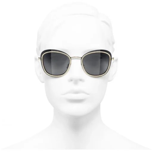 Chanel Sunglasses & Eyewear-- Pantos Sunglasses - Black Gold Gray - Eyewear - Avvenice